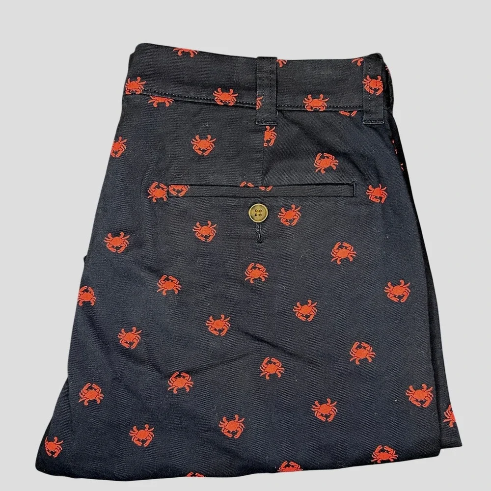 J.Crew Chino Crab Shorts 33 Men's Navy Blue‎ Red Embroidered 9